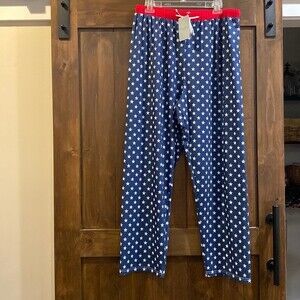 E156 Women's Sz M -PJ pants NWT  Navy w/ white stars & red trim